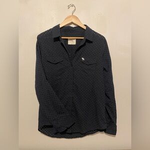 Navy Polka Dot Button-Up L